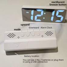 Reloj de escritorio con espejo LED multicolor, despertador digital con hora, luz nocturna, USB, temperatura y fecha. Ideal para el hogar, la oficina y el dormitorio. Regalos para cumpleaños, graduación, decoración de dormitorio, regreso a clases, sorpresa escolar.