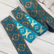 3.3cm Width Vintage Embroidered Lace Trim Ribbon Geometric Retro Pattern For DIY Clothing Bags Curtain
