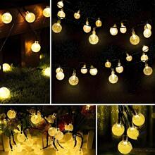 Cordão de luzes de LED com energia solar de 7 m/23 pés, 50 luzes, 8 modos, luzes de fadas em formato de globo solar para decoração de jardim, pátio, casamento, aniversário, festa de Ação de Graças e Natal, branco quente