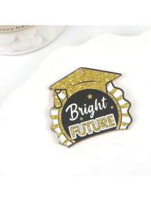 1pc Glitter Printed Acrylic Badge Pendant Jewelry DIY Accessory For Graduation Season And Back To School