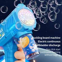 Pistola de burbujas con estilo mecánico de 10 orificios, creador automático de burbujas con luz LED, apropiado para juego con agua interior/exterior, fiestas y regalos de cumpleaños (pilas y solución de burbujas no incluidas)