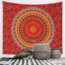 Boho Suede Mandala Wall Hanging Tapestry, Large Red Mandala Hippie Tapestry - Mandala 5 - View 4