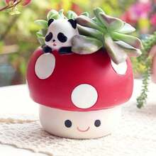 EOBTAIN Cute Mushroom Flower Pot Unique Animal Panda Red Resin Succulent Plant Small Flower Pot Suitable For Indoor Plants Mini Cactus Flower Pot Living Room Office Table Decoration, Mushroom Enthusiasts Gift Crafts Give Excellent Gifts To Friends - Multicolor - View 9