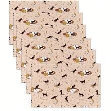1/4/6/Stück kreatives abstraktes Tischset aus Leinen mit einfachem Katzenmuster, Größe 30 x 45 cm/12 x 18 Zoll, mit mehreren Stilen zur Auswahl, geeignet als Schreibtischdekoration, Familienfeiern, Küchen- und Restaurantdekoration. - Verschiedenfarbig - Übersicht 20