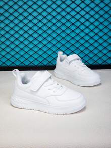 Kids' Casual Leather Surface Solid Color Sneakers, Fashionable & Versatile New Model Student Running Shoes