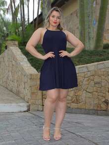 Short Strappy Dress With Pockets Women's Fashion Summer Everyday - 藏蓝色 - 查看 2