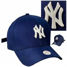 New York Curved Brim Cap For Men And Women In All Colors - Blue and White - View 2