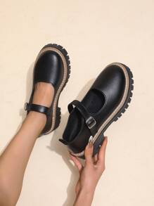 Elegante Slip-On Ballerinas für Teenager, Retro-Stil mit rundem Zeh und dickem Absatz, schwarze Vintage Französische Plateausohle Mary Jane Schuhe für Teenager Mädchen, ultra bequeme flache Absätze, komfortable Gummisohle für den täglichen Gebrauch.