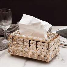 1pc Crystal Tissue Box, Elegant Home Decor Gift For Living Room, Office, Coffee Shop, Hotel, 1pc Brush Holder Pen Organizer Box