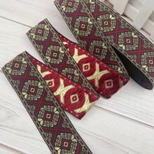 3.3cm Width Vintage Embroidered Lace Trim Ribbon Geometric Retro Pattern For DIY Clothing Bags Curtain