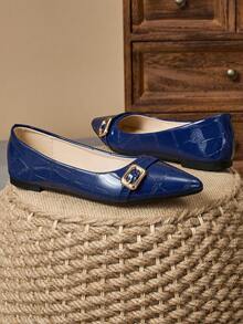 Bailarinas de punta afilada para mujer, planas, de uso casual, para fiestas, diario, exteriores, versátiles, color azul - Azul - Ver 4