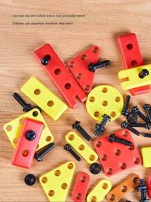 Set di 48 pezzi di cassetta degli attrezzi giocattolo per bambini, set di simulazione di riparazione per esercizi, utile per sviluppare le abilità manuali dei bambini, giocattoli di assemblaggio di ingegneria multipli, adatti per camere da letto, soggiorni e attività genitori-figli