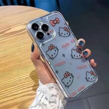 Sanrio 1pc Happy Hello Kitty Cat Shockproof & Drop-Proof Full Body Phone Case, Compatible With IPhone 15/14/13/12/11/7/8/7plus/8plus/XSMAX/XS/X/XR S21/S22/S23/S24/S25/A55/A72/A03 Series