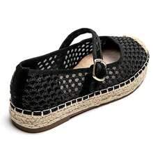 Ballerines ajourées à bride fantaisie avec boucle décorative sur semelle tressée - 黑色2223 - 查看 4