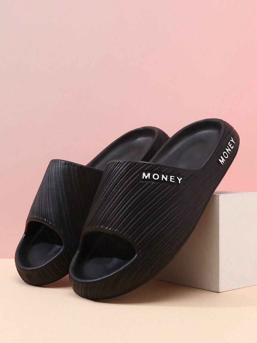 Men's Solid Color Fashion Casual Slip-On Beach Shower Sandals, Versatile Wear