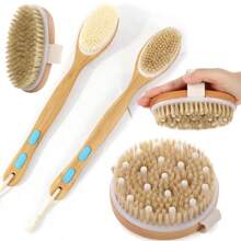 Pig Bristle Brush, Massage And Scrubbing Brush, Handheld Body Brush, Bath Brush, Round Bath Brush, Straw Wood Bath Brush Back To School