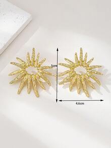 1 Pasang Anting Tusuk Bunga Matahari Elegan dan Modis - Yellow Gold - View 4