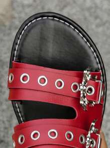 Nuevas sandalias punky de plataforma con remaches, diseño de murciélagos y arañas en estilo gótico de verano, para mujer tallas grandes. Sandalias casuales para uso exterior