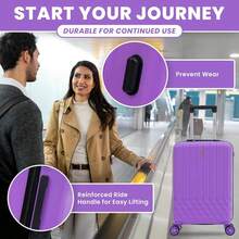 29" Large Suitcase Lightweight 4 Wheel Spinner ABS Hard Shell Luggage For 23kg 100 Litre - Purple - View 2