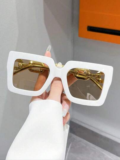 1pc Plastic Square Frame Fashion Glasses, Bohemian Hip-Hop Style, Suitable For Sports, Travel, Festivals, Beach, Driving, Outings, Holidays, Street, Fishing, Outdoor Activities, Parties