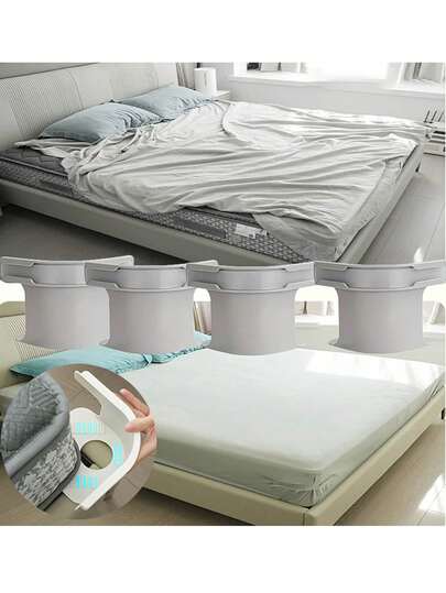 4 件隐形床单固定器，重型床单夹，多功能床单夹，床单防滑夹，适用于所有床尺寸，将床单固定到位，现代家居用品