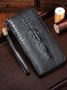 Women's Long Wallet, Crocodile Embossed Genuine Leather, Fashion Multi-Card Slot Clutch, Top Grain Leather Purse, Large Capacity Leather Card Case, Leather Clutch Wristlet For Men Wallet Mini Wallet Purse Wallet