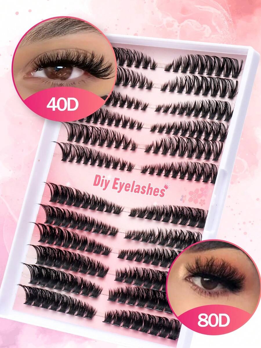 Curl D DIY ラッシュクラスター 40D 8-16mm つけま つけまつげ延長キット 216個入り自己適用用