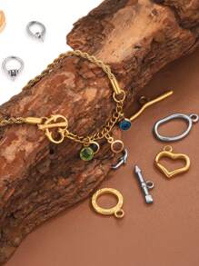3 Stücke/Set Edelstahl Toggle OT Verschlüsse, Haken Schnallen Verbinder, Silber und Gold für Armband, Halsketten Herstellung, Herz, rund und andere Formen, 18 Karat Gold Schmuck, Accessoires, Halsketten Verlängerung, Schmuckherstellung, Armband Werkzeug, Kleinigkeiten, Anhänger für Schmuckherstellung, Bastelzubehör, Halsketten Verlängerung, Armband Verlängerung, Anhänger für Schmuckherstellung, Schmuck Zubehör & Komponenten, Schmuckherstellung Verschlüsse & Haken