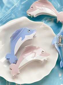 Ocean Series Summer Dolphin Embellished Shiny Acetate Claw Clips, Hair Claw Hair Clips For Updo Hair Jaw Clip Hair Clamps Hair Clutch Hair Catcher Clip