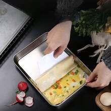 3件/1件蛋糕烘焙糕点储存托盘不锈钢蒸香肠盘长方形水果盘餐厅酒店面包烤盘 - 銀色 - 查看 4