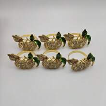 New Rhinestone Pumpkin Pattern Napkin Rings, Wholesale Hotel Tableware Napkin Holders, Holiday Dinning Accessories