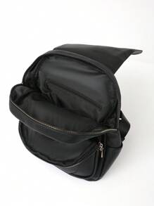 1pc Vintage Classic Large Capacity Double Zipper Women's Backpack In PU Material, With Adorable Pendant, Suitable For Commuting, Shopping, Travel, Available In Burgundy Red, Black Or Navy Blue, Perfect For Back To School, Travel, And Mother's Day Gift