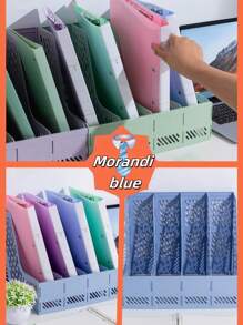 Desktop Organizer Document File Holder Rack, High Capacity Storage For Files, Papers, Stationery Office Supplies