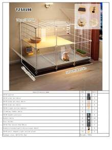 Jaula grande para conejo de fácil montaje con caja de arena, casa villa de gran tamaño para uso doméstico, jaula móvil conveniente para mascotas pequeñas