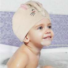 Microfiber Hair Towel For Kids- Soft Super Absorbent Rapid Drying Hair Towel Wrap Turban For Girls With 2 Buttons- Anti-Frizz For Thicker Curly Long Hair, 2 Packs, Kitty