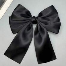 5pcs Women's Solid Color Bow Hair Clips, Elegant Satin Bow Hair Clips For Ponytail, Top Clip, Gift For Valentine's Day Claw Clips Hair Claws Hair Barrettes