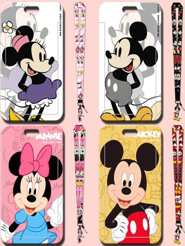 1pc Cartoon Student Campus Card Holder With Retractable Lanyard, Suitable For ID Badge, Factory Badge, Subway/Bus Card, Campus Card, Kindergarten Card, Card Holder