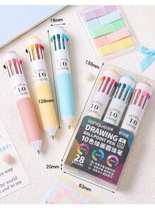 Languo 60-Color Oil-Based Ballpoint Pen - 10-Color Combined With 1-Color Multi-Color Pen For Diary Writing, Drawing And Note-Taking - 0.8mm Cute Cartoon Soft Grip Gel Pen, Gel Pen - Student Comic Drawing Colored Ballpoint Pen, Notebook Pen, Creative Stationery
