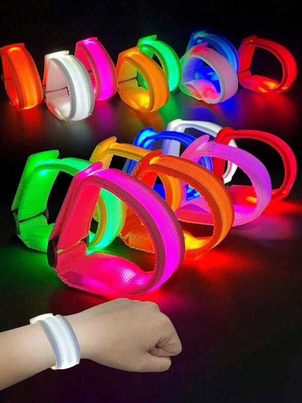 10/20 piezas Brazaletes con luces LED, Brazaletes luminosos, Artículos para fiestas con 6 colores intermitentes para Halloween, Cumpleaños, Festival, Concierto, Decoración de club, Navidad