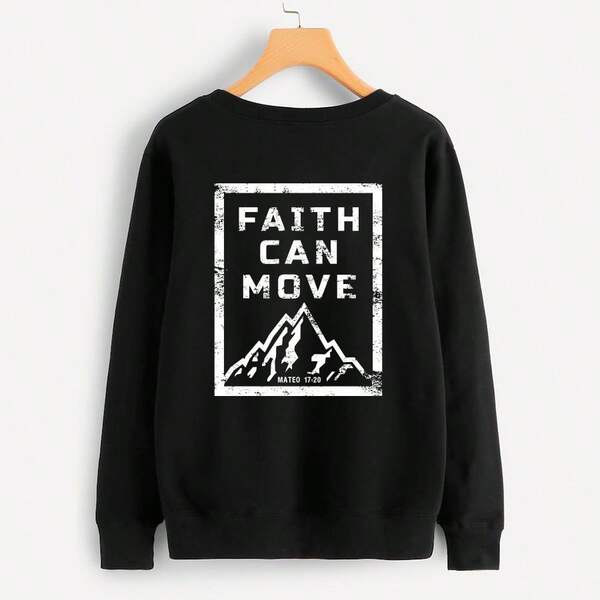 SUDADERA BÁSICA INFORMAL CON ESTAMPADO PARA USO DIARIO DE MUJER, FRASES BIBLICAS, TOPS DE MANGA LARGA  Letras  Frase  Casual  Dulce  Poliéster  Cordón      Vacaciones  Deportivo  Casa  Diario  Jardín  Calle  viaje  Deportes y fitness