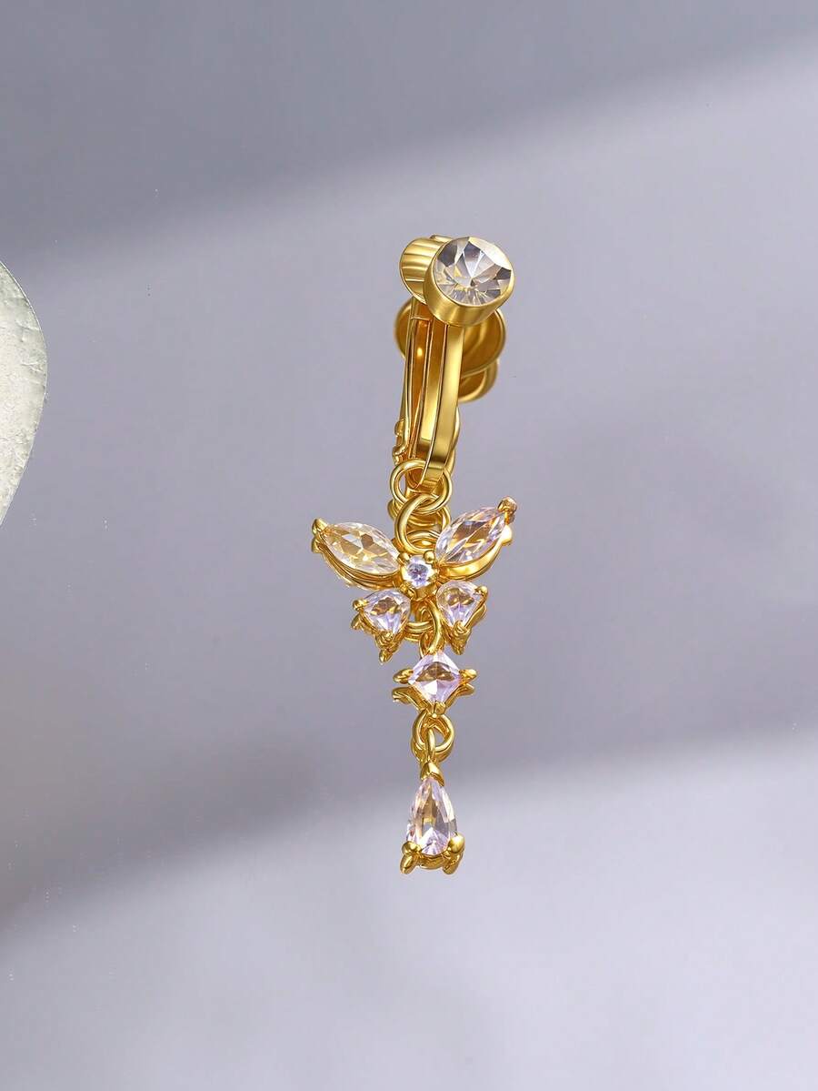 1 件假肚脐蝴蝶吊坠，非真穿孔，夹式肚脐珠宝礼物，适合女性 - 眼睛 - 查看 1