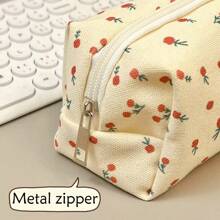 Simple And Fresh Floral Pencil Case With High Aesthetic Value, Cute Girl Student Makeup Bag, Large Capacity Stationery Storage Bag