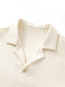 2 pezzi Set, camicia a manica corta larga con ricamo alla moda e pantaloni casual, outfit da coppia abbinato adatto per marito/fidanzato, vacanza al mare