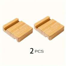 حامل الهاتف على المكتب الأنيق من الخيزران - قاعدة خيزران للهاتف ذات زاويتين، مناسبة للهواتف الذكية والأجهزة اللوحية، مناسبة لاكسسوارات المكاتب والمنازل، مريحة لليدين