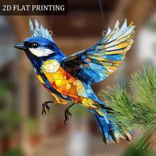 1 pieza Decoración de pared de acrílico de doble cara con atrapasol en forma de pájaro azul hermoso en jardín, ornamento extravagante, regalo perfecto para madres, novias y mejores amigas, adecuado para amigos, diseño plano 2D