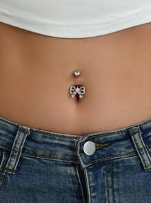 1 peça elegante e sexy com design de arco e borboleta de zircônia cúbica e piercing no umbigo, adequado para festas femininas, festivais de música e joias corporais