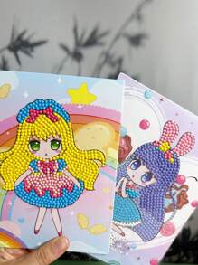 12 Stücke, süße Cartoon-Mädchen mit Handgriff, DIY Diamant Malset mit niedlichen kleinen Mädchen Mustern, kreative handgefertigte Diamant Aufkleber für Studenten, um Spaß am Handwerk zu erleben, die Konzentration zu verbessern und Spaß ins Leben zu bringen, geeignet für Anfänger für asymmetrisch geformte helle Diamant Bastelsets, als Geschenk für Studenten zum Schulanfang, Geburtstagsgeschenk, Feiertags-Geschenk, Wanddekoration für Zuhause im DIY Diamant Malerei Stil.