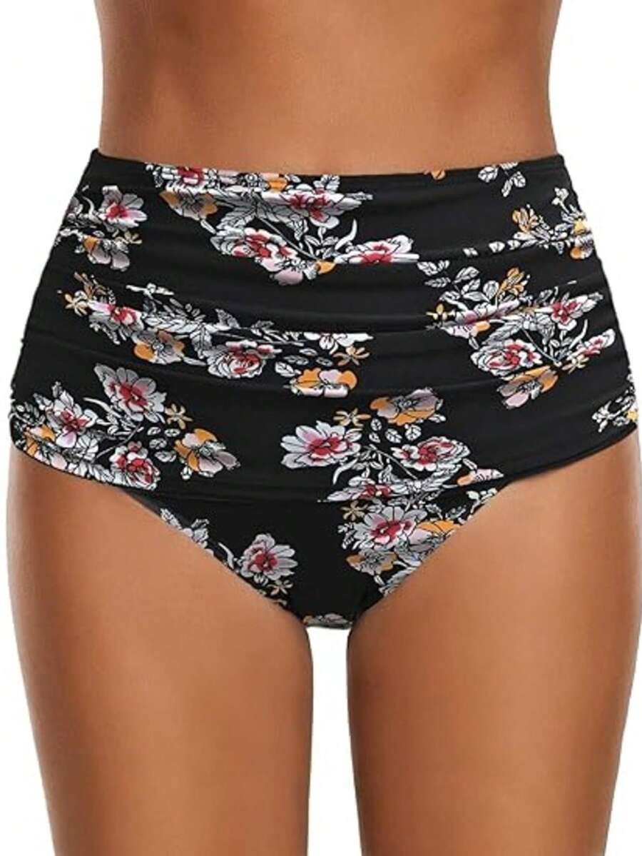 New Arrival Women High Waist Printed Sexy Slimming Modest Swim Shorts - Black - View 1