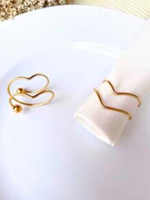 6 ou 12 Argola Porta Guardanapo Mesa Posta Minimalista Dourado Casamento