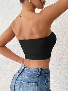 LianShengFa 1pc Seamless Ribbed High Stretch Wireless Yoga Tank Top For Women, Soft, Breathable, Supportive Sports Bra For Fitness, Can Be Worn As Outerwear - Black - View 3